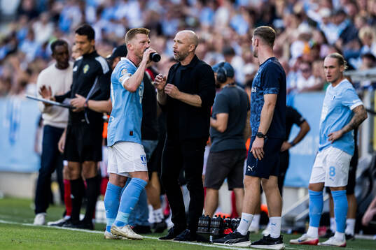 Malmö FFs Anders Christiansen och huvudtränare Henrik