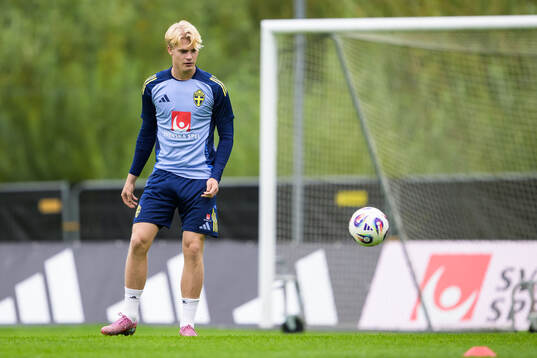 Lucas Bergvall of the Swedish national football team