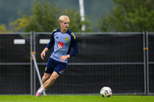 Lucas Bergvall of the Swedish national football team