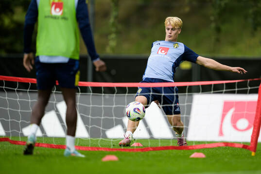 Lucas Bergvall of the Swedish national football team