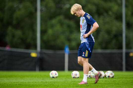 Lucas Bergvall of the Swedish national football team