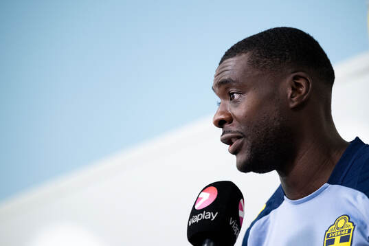 Ken Sema of the Swedish national football team in mixed zone