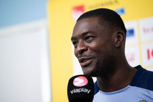 Ken Sema of the Swedish national football team in mixed zone