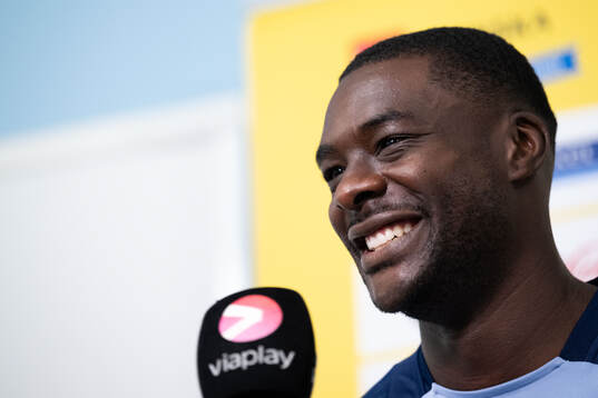 Ken Sema of the Swedish national football team in mixed zone