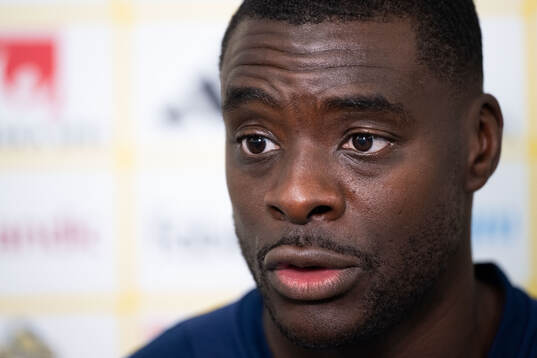 Ken Sema of the Swedish national football team in mixed zone