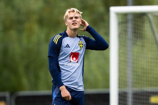 Lucas Bergvall of the Swedish national football team