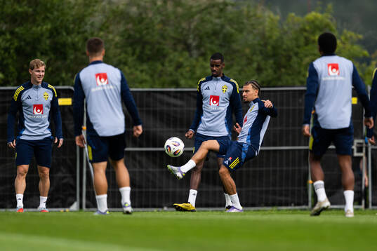 Alexander Isak and Jordan Larsson of the Swedish national