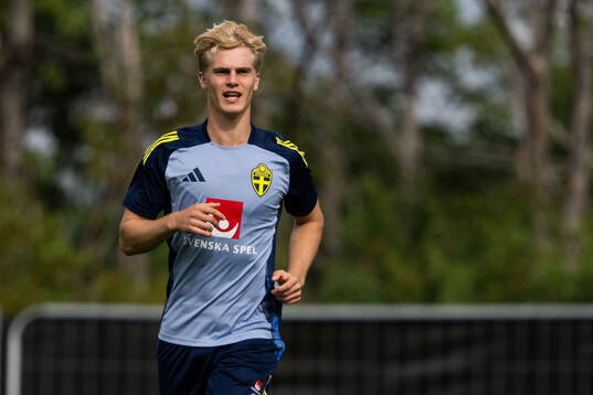 Lucas Bergvall of the Swedish national football team