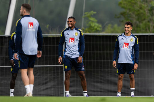 Isak Hien and Yasin Ayari of the Swedish national football