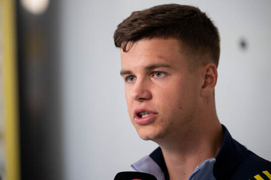 Samuel Dahl of the Swedish national football team in mixed