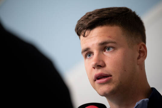 Samuel Dahl of the Swedish national football team in mixed