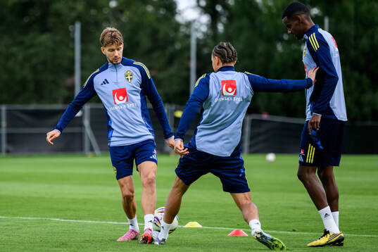 Anton Salétros, Jordan Larsson and Alexander Isak of the