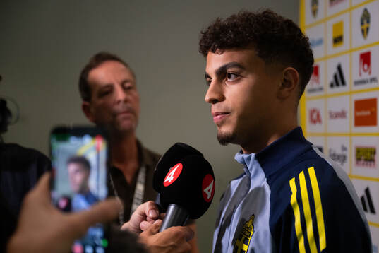 Yasin Ayari of the Swedish national football team in mixed