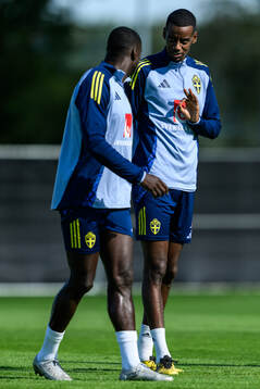 Ken Sema and Alexander Isak of the Swedish men's football