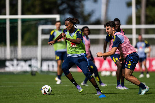 Jonah Kusi-Asare and Bleon Kurtulus of the Swedish under-21
