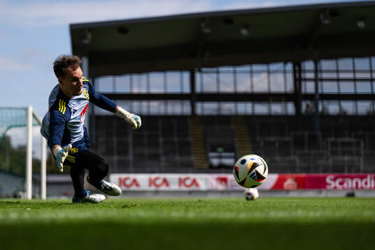 Goalkeeper Elis Bisherasi of the Swedish under-21 national