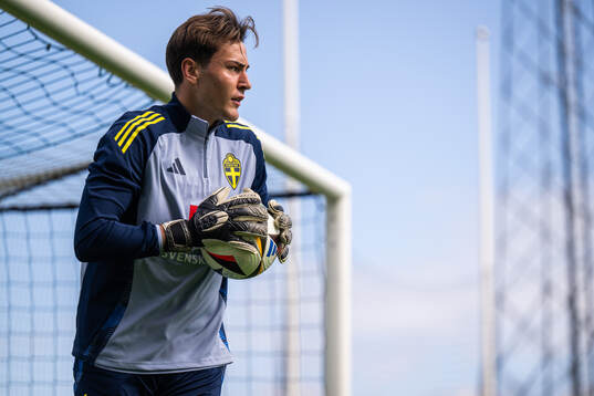 Goalkeeper Simon Eriksson of the Swedish under-21 national