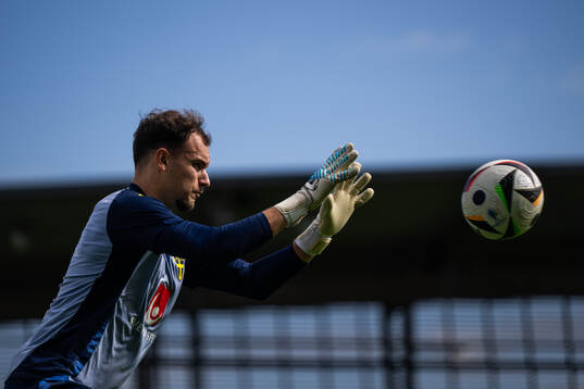 Goalkeeper Elis Bisherasi of the Swedish under-21 national