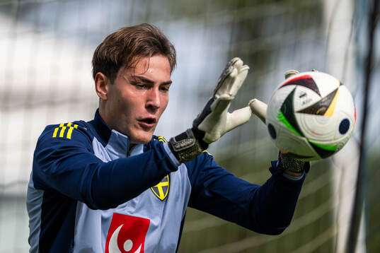 Goalkeeper Simon Eriksson of the Swedish under-21 national