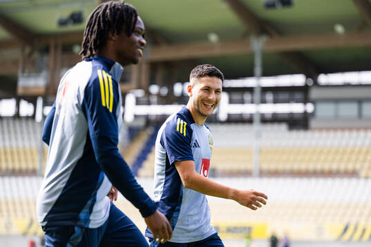 Jeremy Agbonifo and Roony Bardghji of the Swedish under-21
