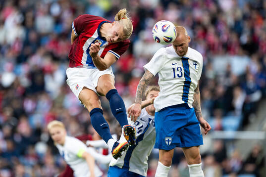 Erling Braut Haaland of Norway and Adam Ståhl of Finland