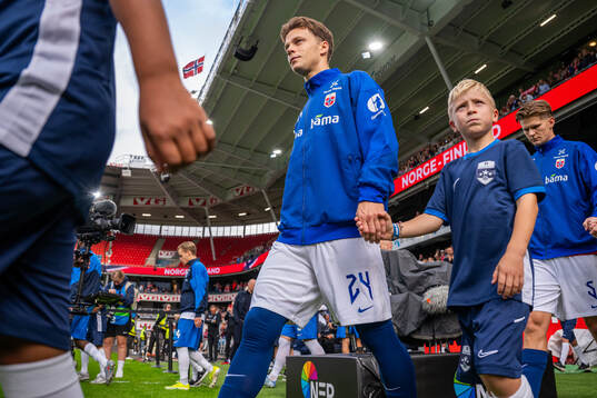 Felix Horn Myhre of Norway enters the pitch