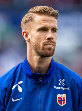 Kristoffer Ajer of Norway line up
