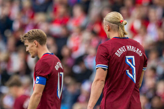 Martin Ødegaard and Erling Braut Haaland of Norway