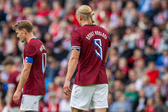Martin Ødegaard and Erling Braut Haaland of Norway