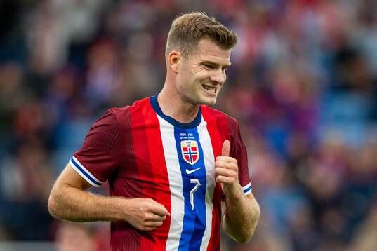 Alexander Sørloth of Norway reacts