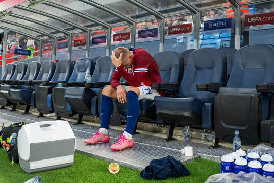 Julian Ryerson of Norway looks dejected