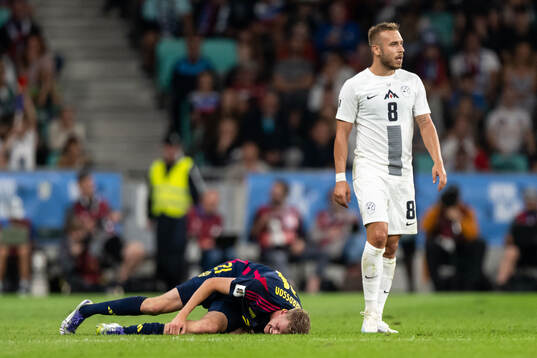 Alexander Bernhardsson of Sweden in pain