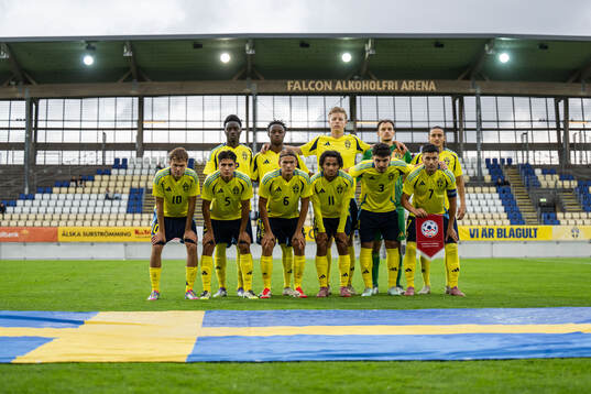 The starting eleven of Sweden pose for a team photo