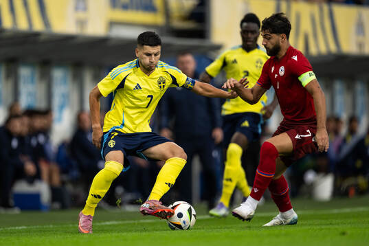 Roony Bardghji of Sweden and Misak Hakobyan of Armenia