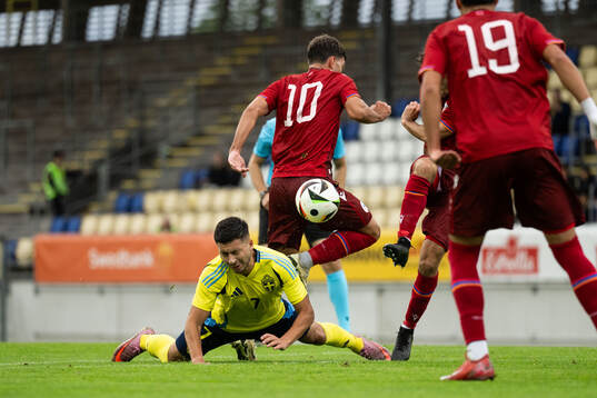 Roony Bardghji of Sweden and Davit Hakobyan of Armenia