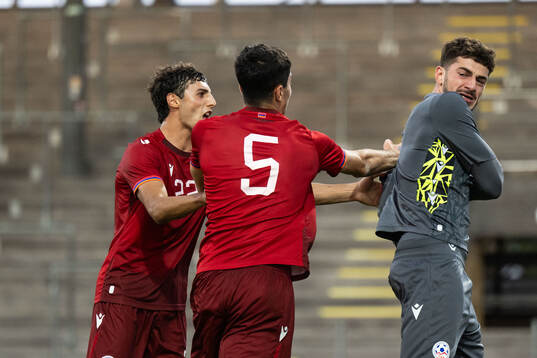 Mher Tarloyan, Petik Manukyan and goalkeeper Gor Matinyan