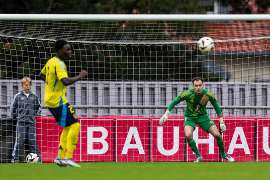 Goalkeeper Elis Bishesari of Sweden