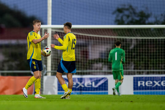 Nils Zätterström and Jonas Rouhi of Sweden celebrate