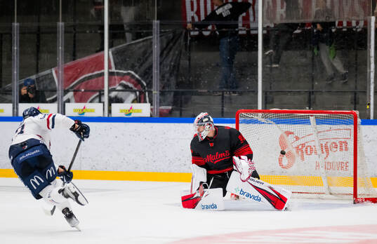 Linköpings Jakub Vrana och Malmö Redhawks målvakt Marek