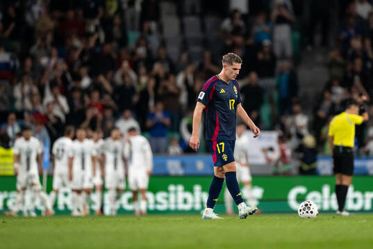 Viktor Gyökeres of Sweden looks dejected