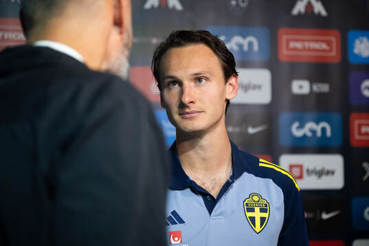 Hjalmar Ekdal of Sweden in mixed zone