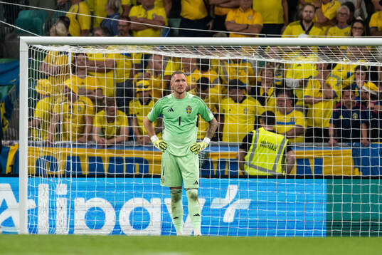 Goalkeeper Robin Olsen of Sweden looks dejected
