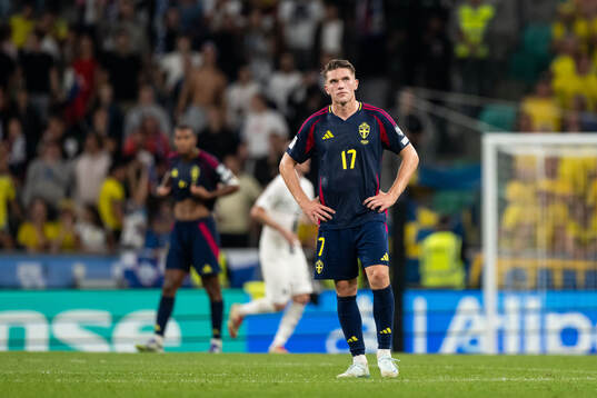 Viktor Gyökeres of Sweden looks dejected