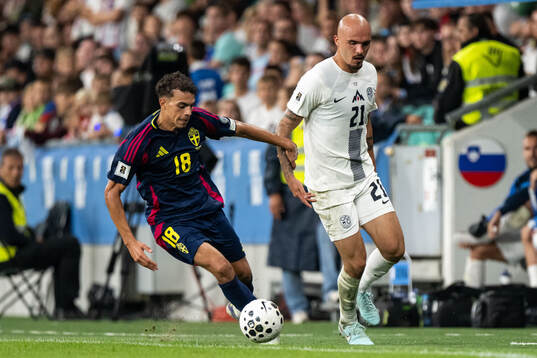 Yasin Ayari of Sweden and Vanja Drkusic of Slovenia