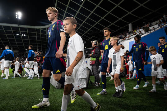 Daniel Svensson, Yasin Ayari and Anthony Elanga of Sweden