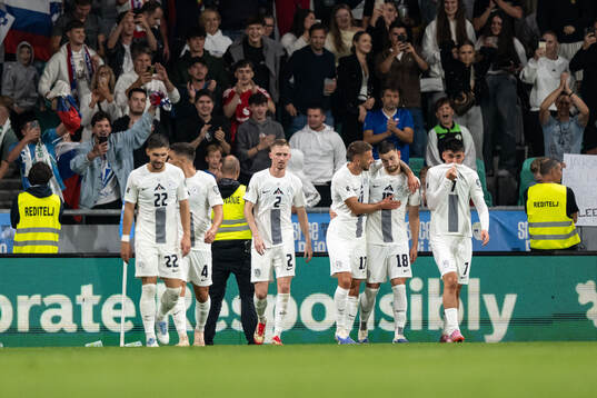 Players of Slovenia celebrate