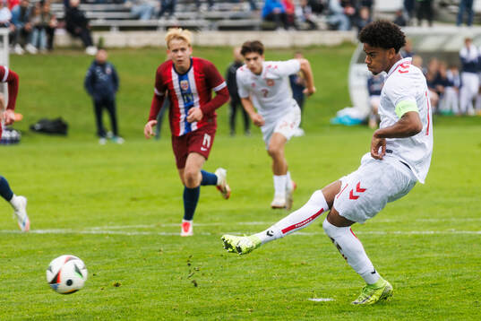 Malik Pimpong of Denmark scores the 2-0 goal