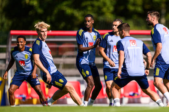 Lucas Bergvall, Alexander Isak and Jordan Larsson of the