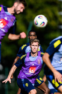 Emil Krafth and Alexander Isak of the Swedish men's