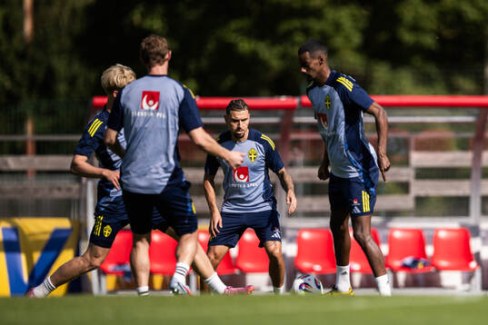 Jordan Larsson and Alexander Isak of the Swedish men's